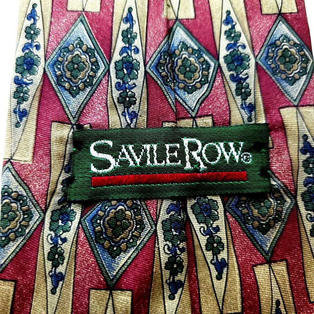 Savile Row Red Abstract‎ Silk Tie Print Wide